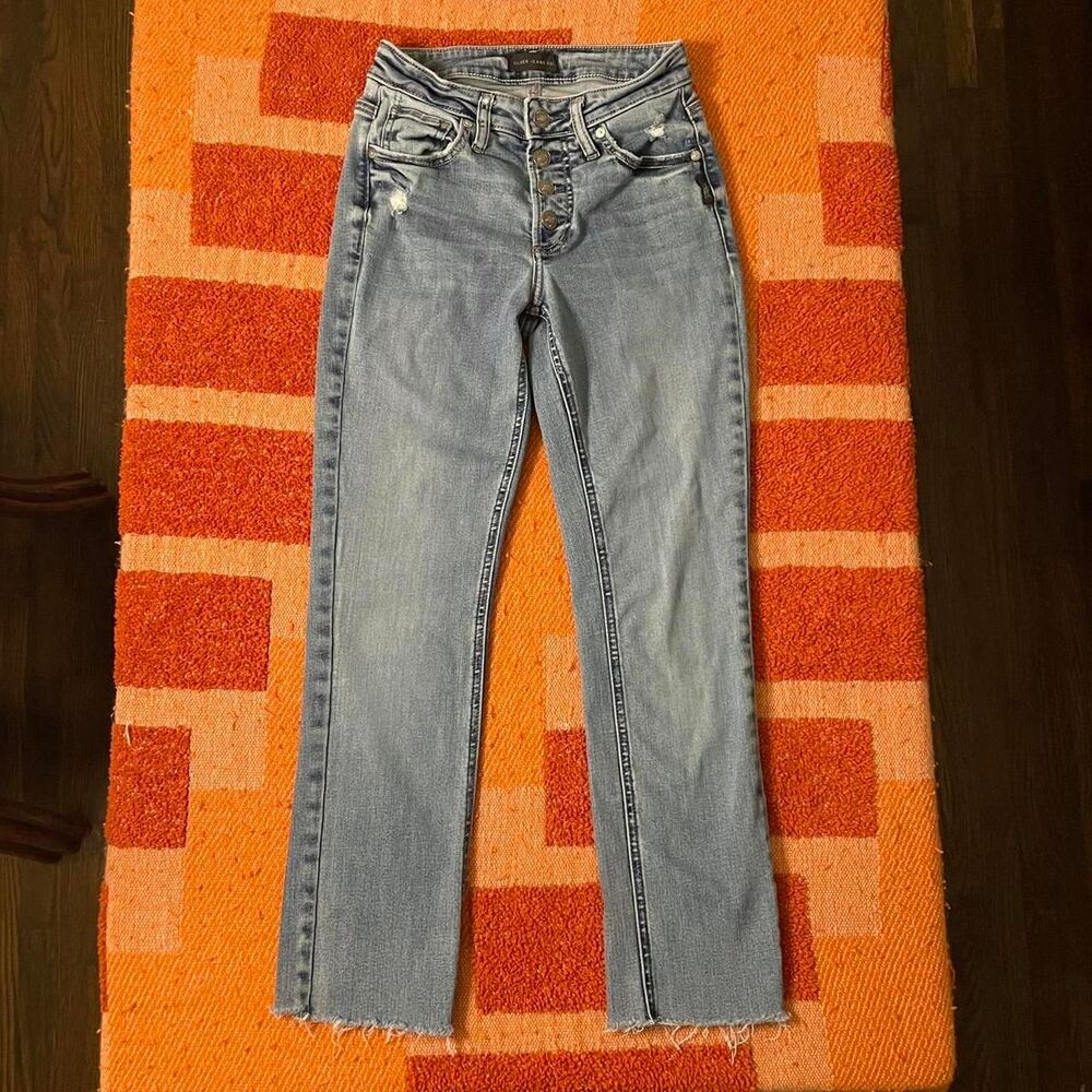 Silver Jeans Skinny Light Wash Distressed Women's Size 25
